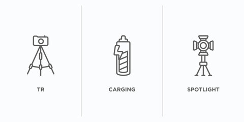Poster - photography outline icons set. thin line icons such as tr, carging, spotlight vector. linear icon sheet can be used web and mobile