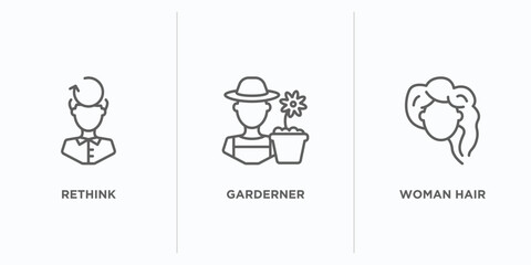Poster - people outline icons set. thin line icons such as rethink, garderner, woman hair vector. linear icon sheet can be used web and mobile