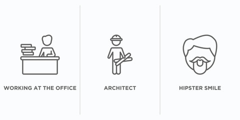 Poster - people outline icons set. thin line icons such as working at the office, architect, hipster smile vector. linear icon sheet can be used web and mobile