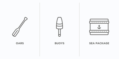 Poster - nautical outline icons set. thin line icons such as oars, buoys, sea package vector. linear icon sheet can be used web and mobile