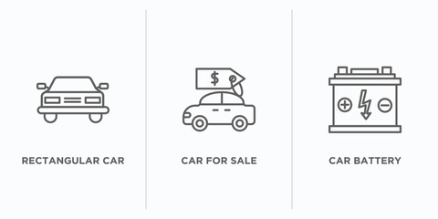 Poster - mechanicons outline icons set. thin line icons such as rectangular car front, car for sale, car battery vector. linear icon sheet can be used web and mobile