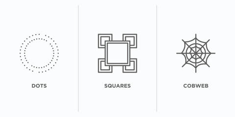 Poster - infographics outline icons set. thin line icons such as dots, squares, cobweb vector. linear icon sheet can be used web and mobile