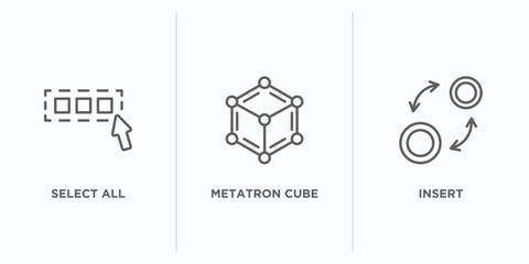 Poster - geometry outline icons set. thin line icons such as select all, metatron cube, insert vector. linear icon sheet can be used web and mobile