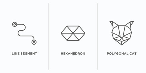 Poster - geometry outline icons set. thin line icons such as line segment, hexahedron, polygonal cat vector. 