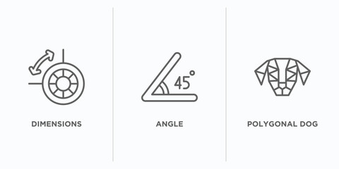Poster - geometry outline icons set. thin line icons such as dimensions, angle, polygonal dog vector. linear 
