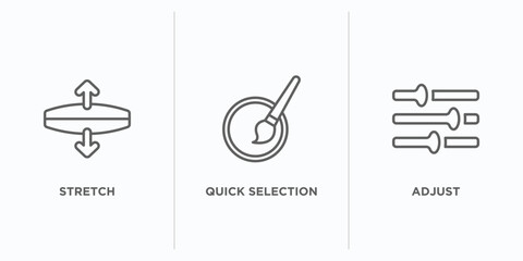 Poster - geometry outline icons set. thin line icons such as stretch, quick selection, adjust vector. linear icon sheet can be used web and mobile