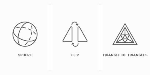Poster - geometric figure outline icons set. thin line icons such as sphere, flip, triangle of triangles vect