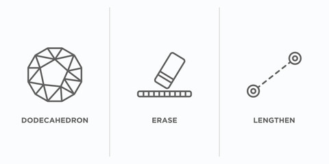 Poster - geometry outline icons set. thin line icons such as dodecahedron, erase, lengthen vector. linear icon sheet can be used web and mobile