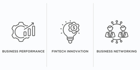 Poster - general outline icons set. thin line icons such as business performance, fintech innovation, business networking vector. linear icon sheet can be used web and mobile