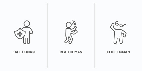 Poster - feelings outline icons set. thin line icons such as safe human, blah human, cool human vector. linear icon sheet can be used web and mobile