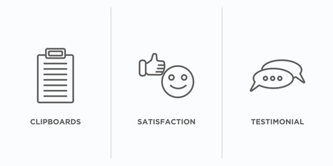 Poster - feedback outline icons set. thin line icons such as clipboards, satisfaction, testimonial vector. linear icon sheet can be used web and mobile