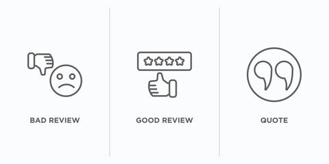 Poster - feedback outline icons set. thin line icons such as bad review, good review, quote vector. linear icon sheet can be used web and mobile