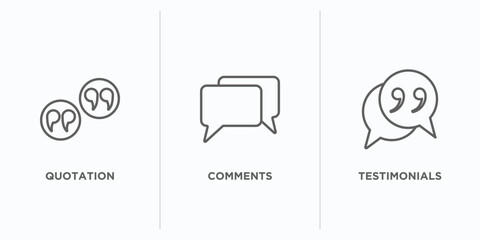 Poster - feedback outline icons set. thin line icons such as quotation, comments, testimonials vector. linear