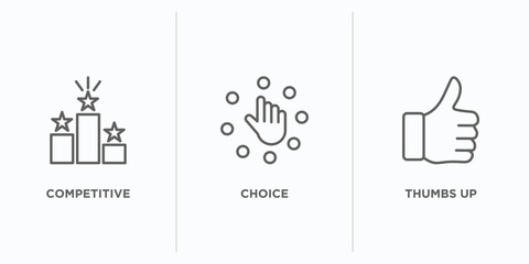 Poster - ethics outline icons set. thin line icons such as competitive, choice, thumbs up vector. linear icon sheet can be used web and mobile