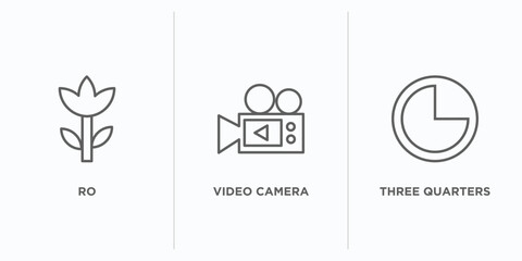 Poster - electronic stuff fill outline icons set. thin line icons such as ro, video camera, three quarters vector. linear icon sheet can be used web and mobile