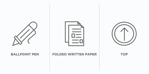 Poster - education outline icons set. thin line icons such as ballpoint pen, folded written paper, top vector. linear icon sheet can be used web and mobile
