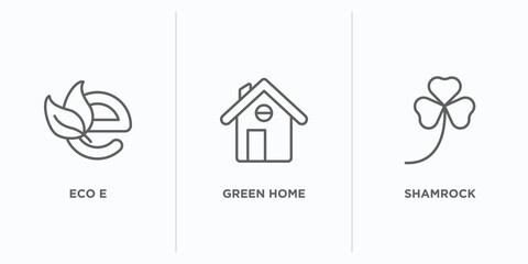 Poster - ecology outline icons set. thin line icons such as eco e, green home, shamrock vector. linear icon sheet can be used web and mobile