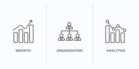 Poster - digital economy outline icons set. thin line icons such as growth, organization, analytics vector. linear icon sheet can be used web and mobile