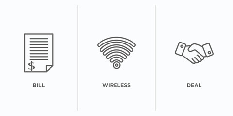 Poster - digital economy outline icons set. thin line icons such as bill, wireless, deal vector. linear icon sheet can be used web and mobile