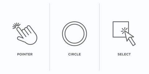 Poster - category outline icons set. thin line icons such as pointer, circle, select vector. linear icon sheet can be used web and mobile