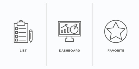 Poster - customer service outline icons set. thin line icons such as list, dashboard, favorite vector. linear