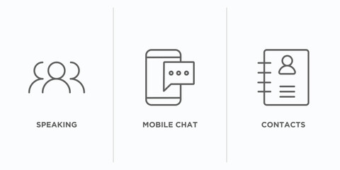 Poster - communication outline icons set. thin line icons such as speaking, mobile chat, contacts vector. linear icon sheet can be used web and mobile