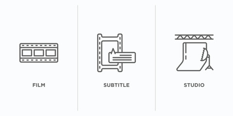 Poster - cinema outline icons set. thin line icons such as film, subtitle, studio vector. linear icon sheet can be used web and mobile