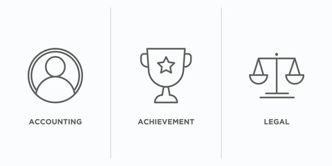 Poster - business and analytics outline icons set. thin line icons such as accounting, achievement, legal vector. linear icon sheet can be used web and mobile