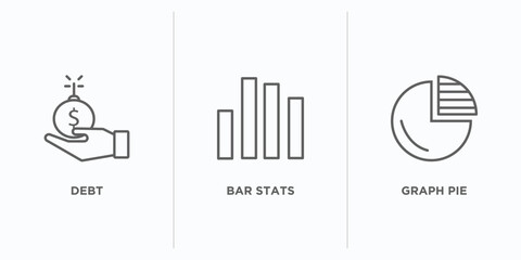 Poster - business and analytics outline icons set. thin line icons such as debt, bar stats, graph pie vector. linear icon sheet can be used web and mobile