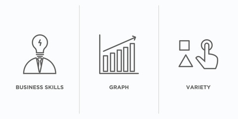 Poster - business and analytics outline icons set. thin line icons such as business skills, graph, variety vector. linear icon sheet can be used web and mobile