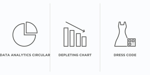Poster - business and analytics outline icons set. thin line icons such as data analytics circular, depleting chart, dress code vector. linear icon sheet can be used web and mobile