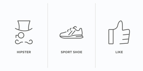 Poster - blogger and influencer outline icons set. thin line icons such as hipster, sport shoe, like vector. linear icon sheet can be used web and mobile