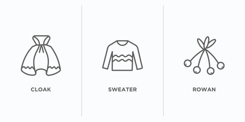 Poster - autumn outline icons set. thin line icons such as cloak, sweater, rowan vector. linear icon sheet can be used web and mobile