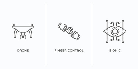 Poster - artificial intelligence outline icons set. thin line icons such as drone, finger control, bionic vec