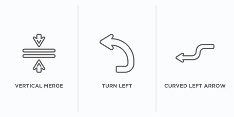 Poster - arrows outline icons set. thin line icons such as vertical merge, turn left, curved left arrow vector. linear icon sheet can be used web and mobile