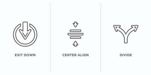 Poster - arrows collection. thin outline icons set. thin line icons such as exit down, center align, divide vector. linear icon sheet can be used web and mobile