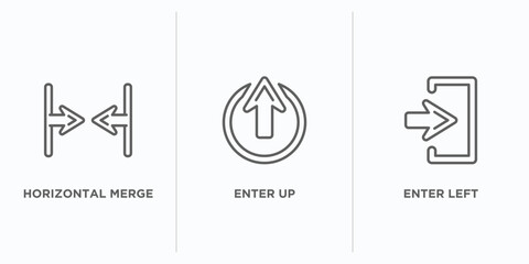 Poster - arrows outline icons set. thin line icons such as horizontal merge, enter up, enter left vector. linear icon sheet can be used web and mobile