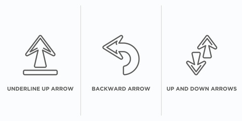 Poster - arrows outline icons set. thin line icons such as underline up arrow, backward arrow, up and down arrows vector. linear icon sheet can be used web and mobile