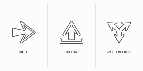 Poster - arrows outline icons set. thin line icons such as right, upload, split triangle vector. linear icon sheet can be used web and mobile