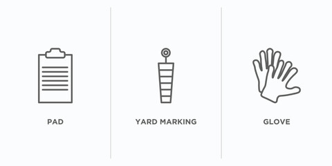 Poster - american football outline icons set. thin line icons such as pad, yard marking, glove vector. linear icon sheet can be used web and mobile