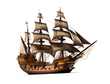 Pirate Ship On Transparent Background For Decorating Projects Easily. Generative AI