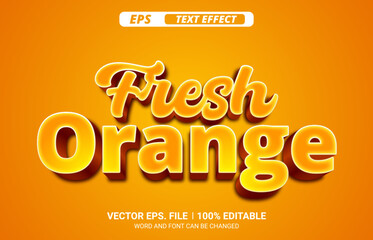 Wall Mural - Fresh orange 3d editable text effect with a yellow background