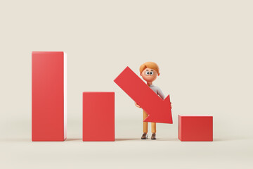 Poster - Cartoon man and falling graph