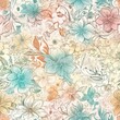 Digitales Papier. Blumen nahtloses Muster. Blumen Hintergrund. Frühling digitales Papier. Florales digitales Papier. Delicate floral seamless pattern. AI generated.	