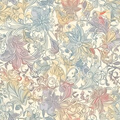  Delicate floral seamless pattern with a glossy finish. AI generated.