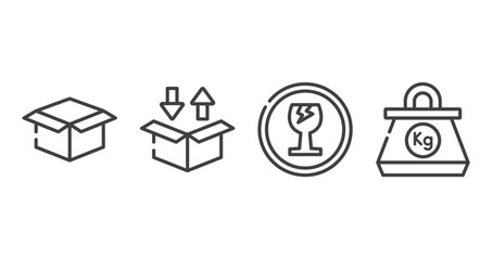 Poster - logistics outline icons set. thin line icons sheet included package delivery, delivery packaging box, fragile, kilogram vector.