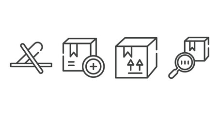 Poster - shipping and delivery outline icons set. thin line icons sheet included do not use cutter, add package, cardboard box with fragile items, trackcode vector.