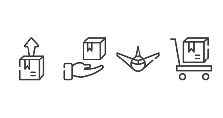 Poster - logistics and delivery outline icons set. thin line icons sheet included delivery box, delivery package, air transport, cart vector.