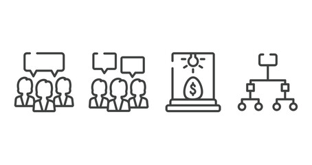 Poster - general outline icons set. thin line icons sheet included group opinion, brand engagement, business incubator, information architecture vector.