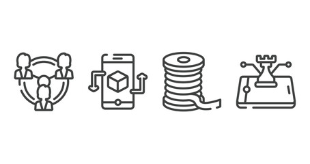 Poster - general outline icons set. thin line icons sheet included business networking, ar app, filament, ecommerce strategy vector.